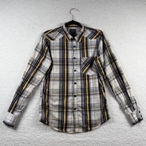 SHOUTHOUSE Plaid Shirt Mens S Yellow Black Button Up Long Sleeve Grunge Skater